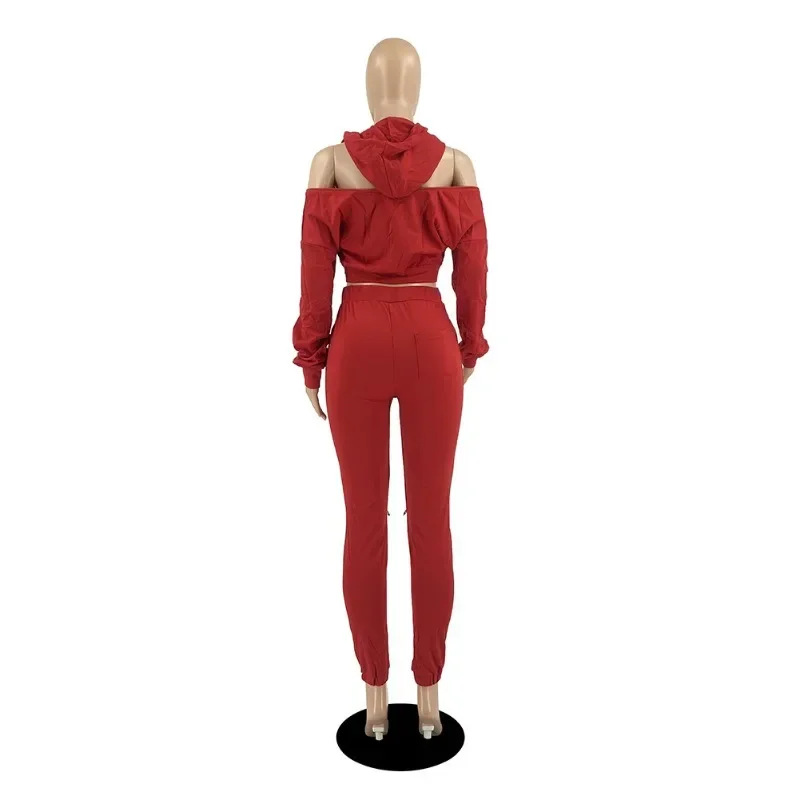 BTQWFD Woman Pants Sets Hoodies Female Clothing 2 Pieces 2023 New Autumn Winter Lace-up Long Sleeve Pullovers Fashion Sportswear