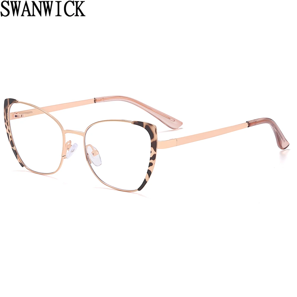 

Swanwick blue light blocking glasses cat eye clear lens retro glasses frame women spring hinge metal black pink female