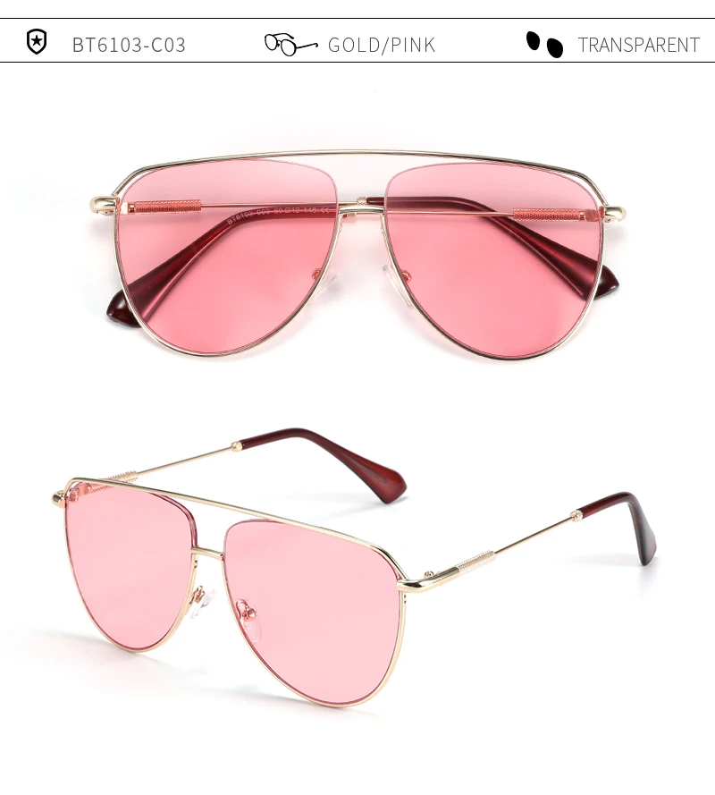 ZENOTTIC Trend Pilot Sonnenbrille Damenmode Double Bridge Metall UV400 Gradient Sonnenbrille Damen Outdoor Sonnenbrille – Detail 10