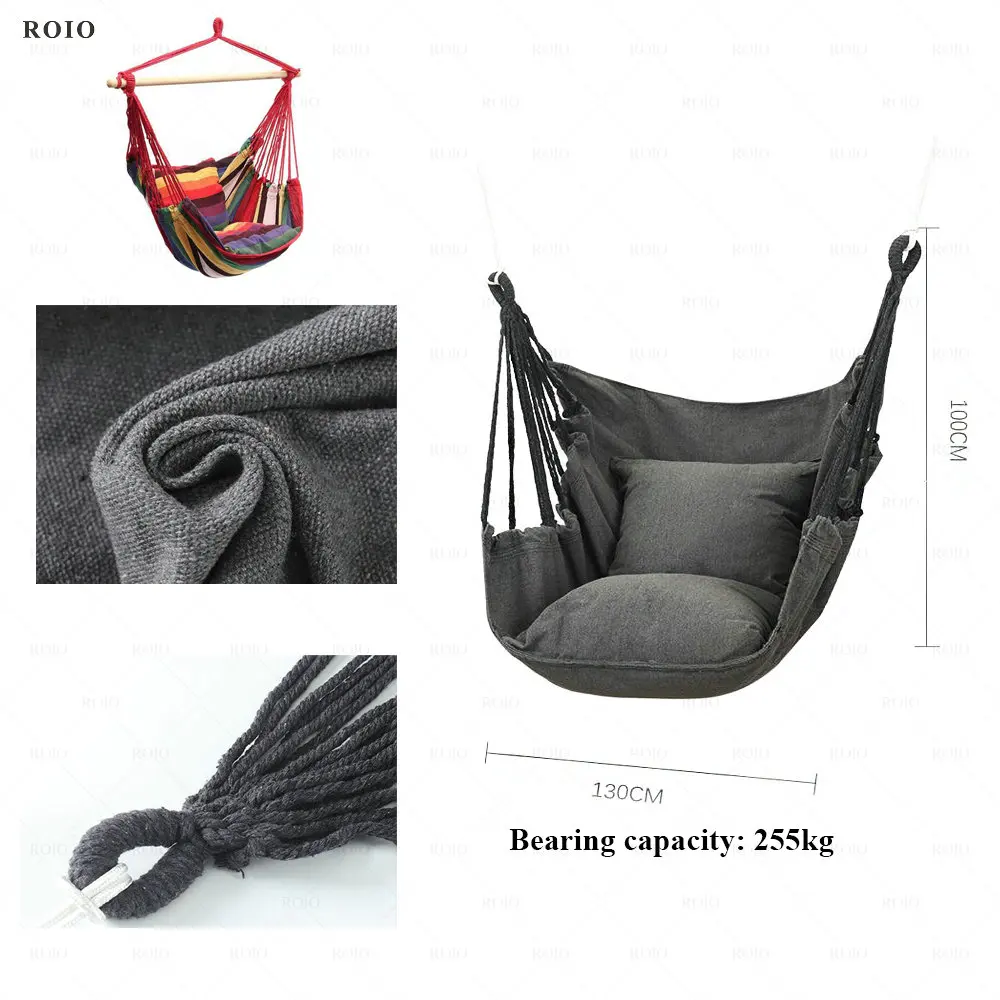 Outdoor Hammock Swing Chair Thicken Canvas Portable Relaxation Steady Seat Pillow Travel Camping