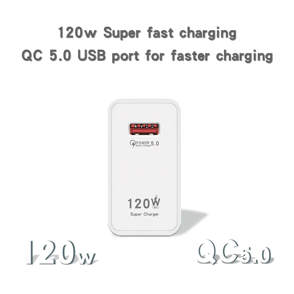 120W Gan 6A Fast Charger QC 5.0 USB Charger Quick Charge 5.0 Phone Charger for iPhone Huawei Samsung Xiaomi 6 8 Redmi EU US Plug