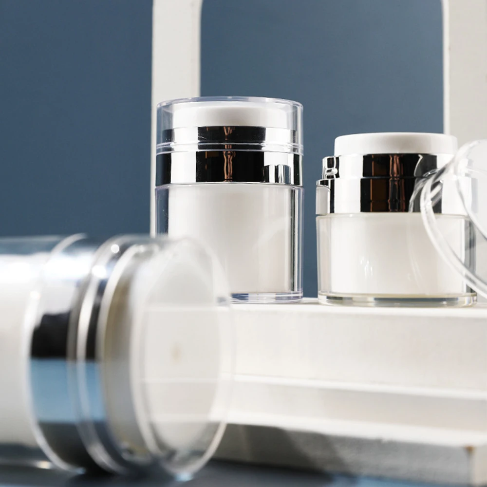 15/30/50ml 화장품 항아리 아크릴 크림 리필 캔 진공 병 프레스 스타일 병 Airless 화장품 용기 스킨 케어 도구