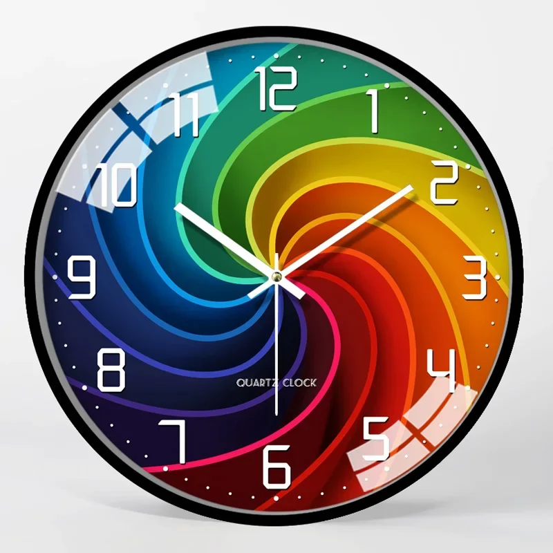Silent Wall Clock Metal Clock Clocks Color:Style 8;Sheet Size:12 inch