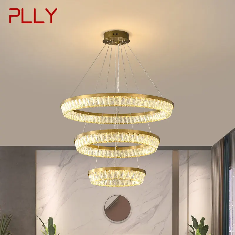 

PLLY Nordic Crystal Pendant Light Led Modern Rings Luxury Creative Chandelier Lamp For Living Dining Room Villa Decor