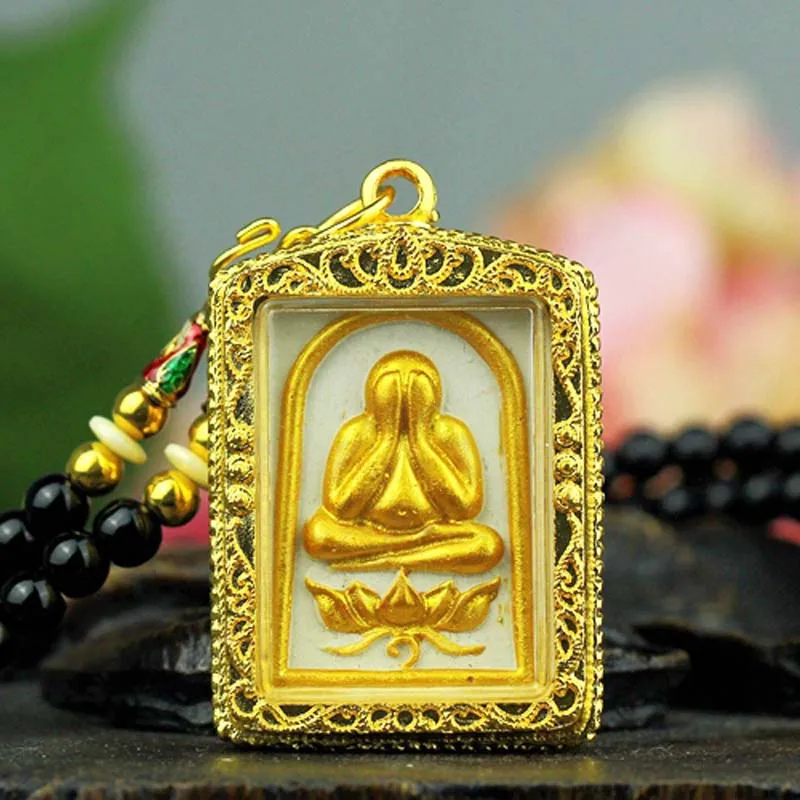 

Southeast Asia Thailand Temple talisman bring wealth money GOOD LUCK BLESS safe health YAN MIAN FO God Buddha Pendant Amulet