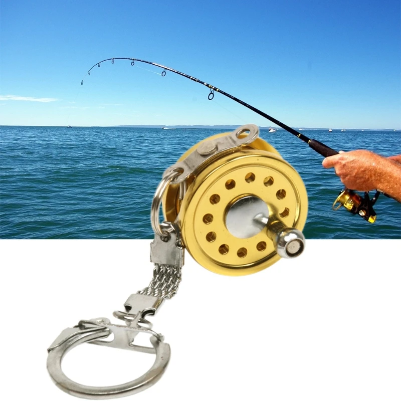 Outdoor Fishing Tackle Gift Fishing Reel Keychain Portable Practical Bag Pendant