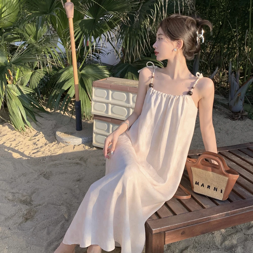 

2023 New Chinese Style Suspender Dress Women's Summer Gentle Temperament Minority Retro Sleeveless Long Skirt Free Shipping