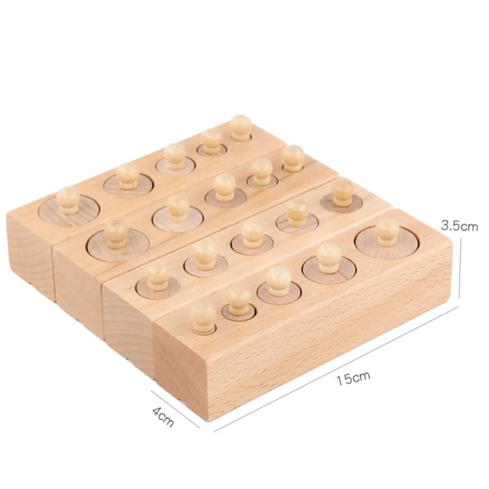 4Pcs Wooden Cylinders Ladder Blocks Early Development Coordination Montessori Knobbed Cylinders for Home School Childern Baby