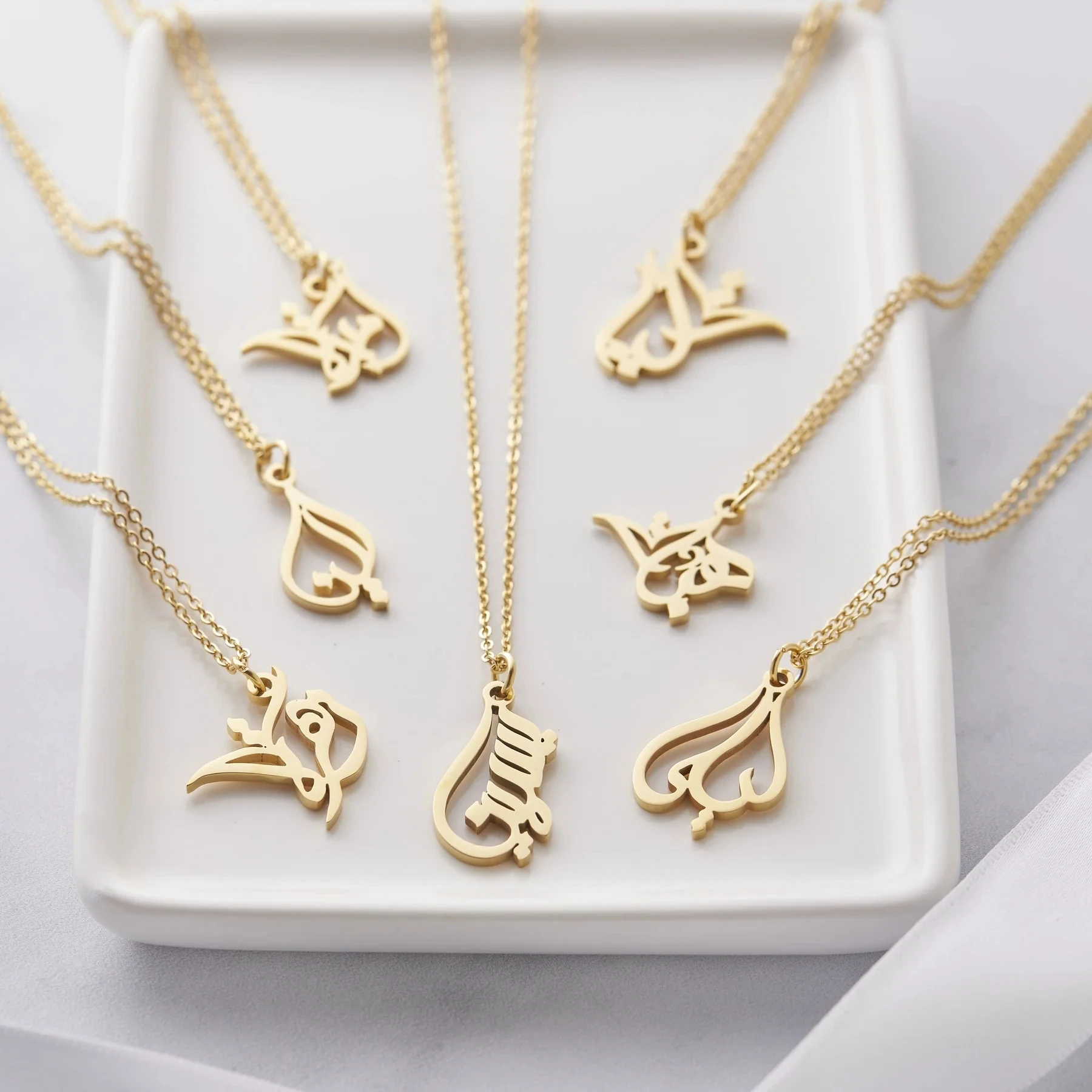 

Personalized Jewelry Arabic Ready Calligraphy Name Necklace for Women Gold Stainless Steel Custom Islamic Pendant Birthday Gift