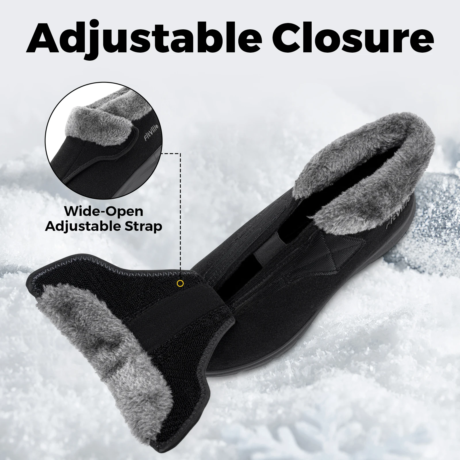 Fitville Winter Shoes Men's Boots Plush Cotton Home Shoes Warm Thick Wide Shoes One-Step Non-Slip Lightweight Cold-Proof Shoes 5