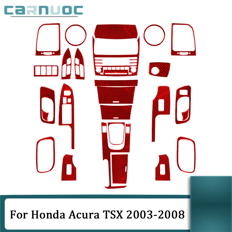 

Carbon Fiber For Honda Acura TSX 2003 2004 2005 2006 2007 2008 Red Stickers Various Parts Car Interior Decorative Accessories