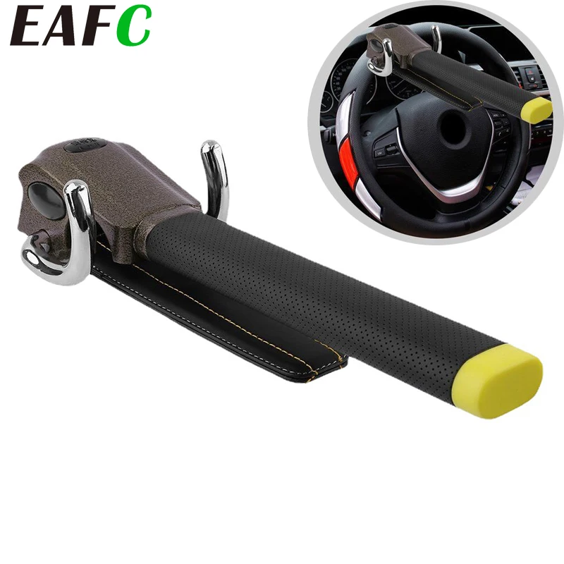 Steering Wheel Lock EAFC Car Steering Wheel Anti-theft Lock Bold Stainless Steel Foldable Anti-theft Security Car Lock Protection T-Lock Travel