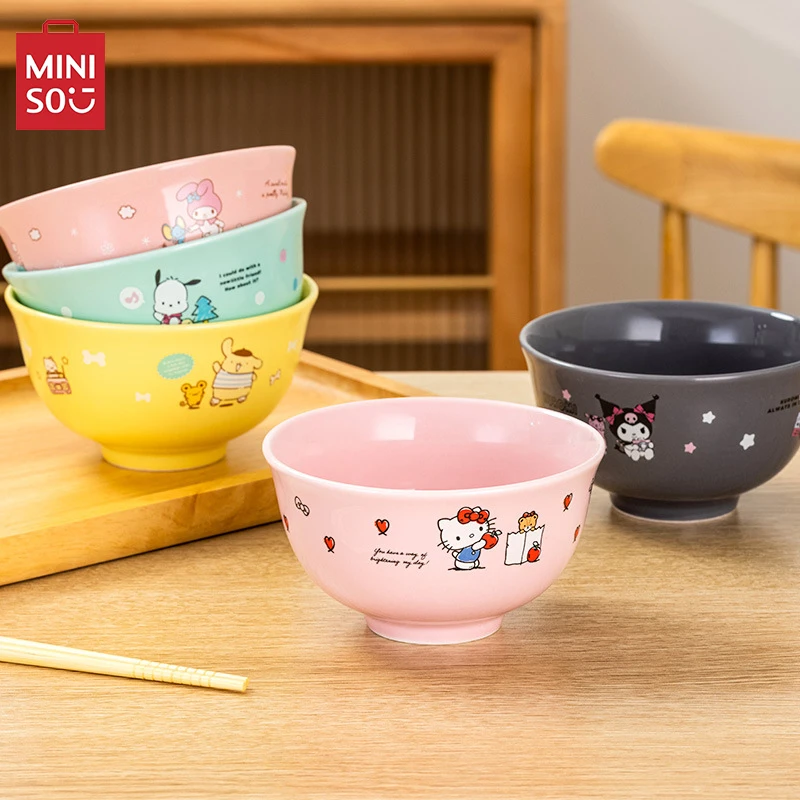 

Sanrio Anime Hello Kitty Rice Bowl Kids Cartoon Figure Kuromi Melody Women Child Kawaii Ceramic Soup Rice Bowl Kids Toy Gifts