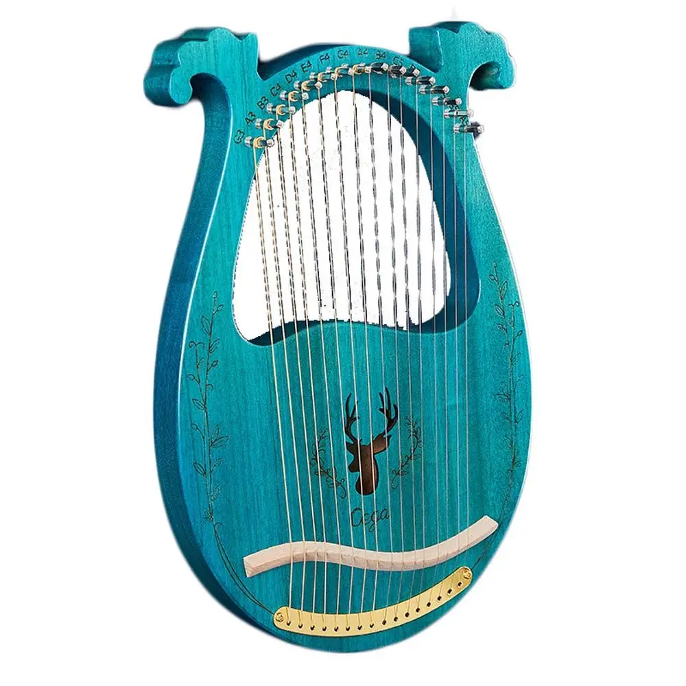 

16 Strings Wooden Beginners Lyre Harp with Tuning Tool Plate Lyar Musical Instrument 16 Strings Lyre Harp Stringed Instrument