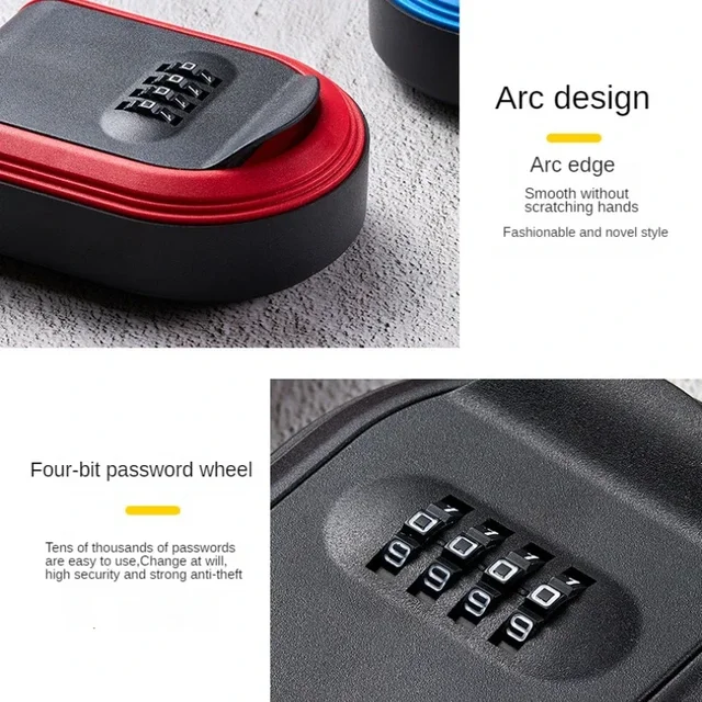 Wall Mounted Key Storage 4 Digit Combination Key Safe Storage Lock Box Plastic Key Safe Box Indoor Outdoor Use For Home Office 4