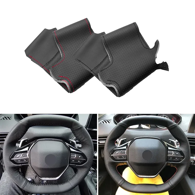 Treccia A Mano In Pelle Microfibra Perforata Car-Styling Interni Coprivolante Trim Per Peugeot 3008 4008 2017 2018 508 2019