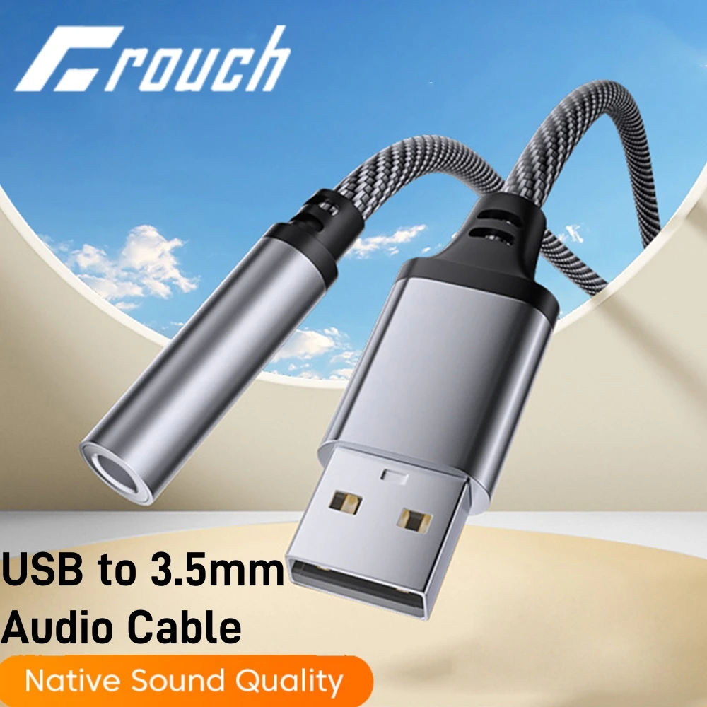 Universal USB to 3.5mm Audio Adapter Cable - External Sound Converter