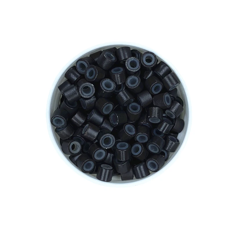 500개 4mm 실리콘 라이닝 마이크로 헤어 비즈 알루미늄 헤어 익스텐션 비즈 헤어 스타일링 액세서리 도구