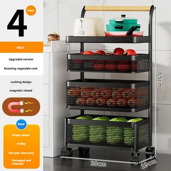 ชั้นวางของในครัวอเนกประสงค์แบบตั้งพื้นถึงเพดาน ชั้นวางหลายชั้นแบบหมุนได้ สำหรับใส่ผักผลไม้และขนมขบเคี้ยว 8