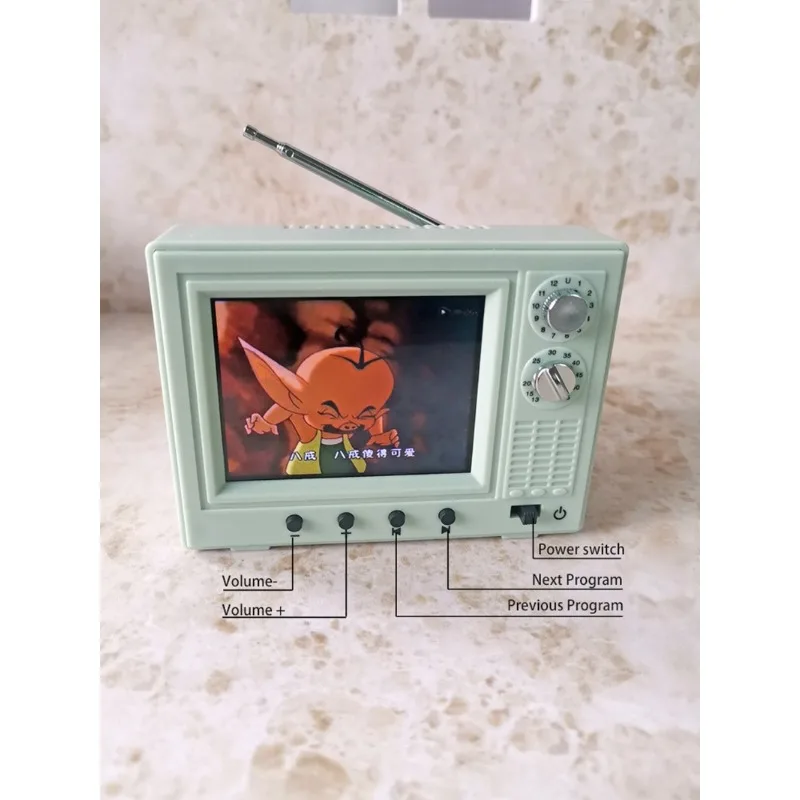 Retro Mini TV  Can Be Played Cartoon Toy Dollhouse Scene Model Miniature Television Model Toys Kitchen Furniture Playable Video 5