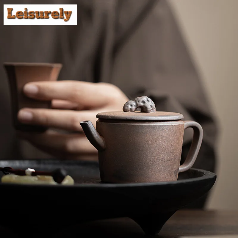 100ml Retro Old Rock Mud Han Wa Teapot Handmade Tea Infuser Pot Household Tea Maker Kettle With Ball Hole Tea Items Decoration