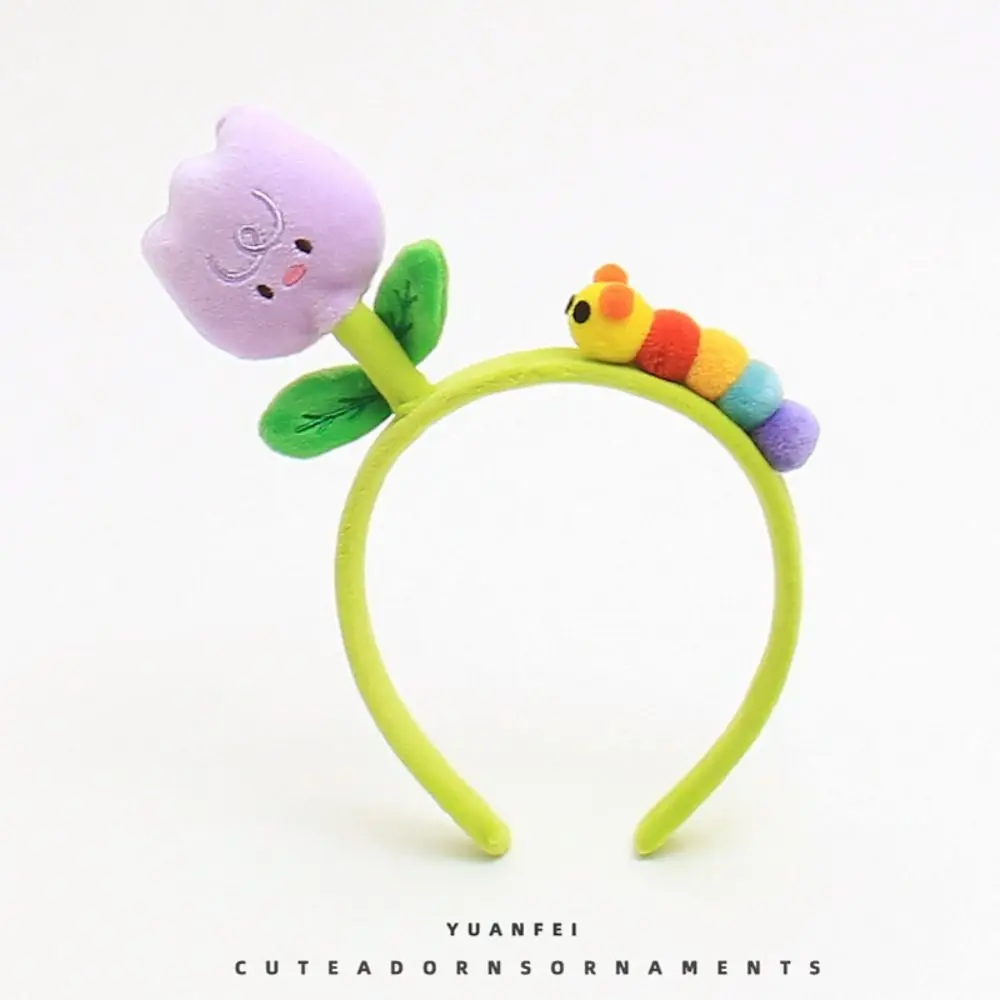 Headband Hair Clip Headdress Caterpillar Cute Flowers Cartoon Windmill Leaf-Green Bean Sprouts Flower Funny