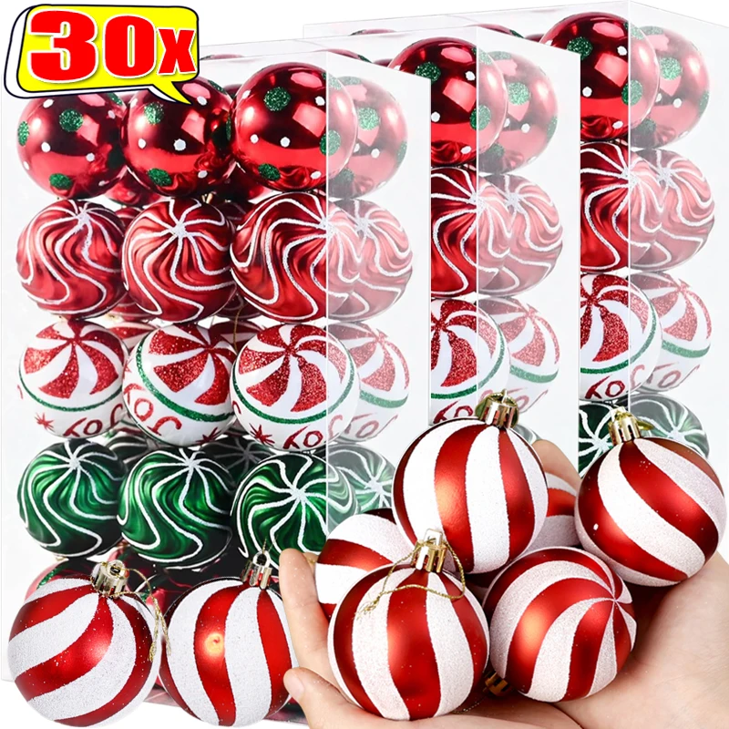 35 Piezas De Adornos Navideños Colgantes De Bolas, Adornos Navideños Modernos, Bolas Rojas Verdes Y Blancas