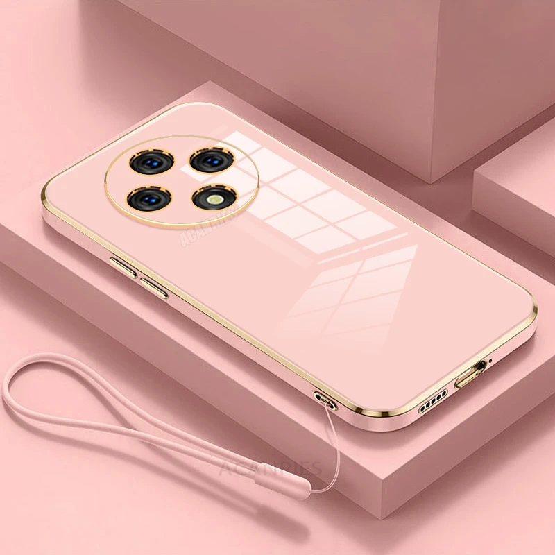 Luxury Plating Lanyard Silicone Phone Case - Elegant Back Cover