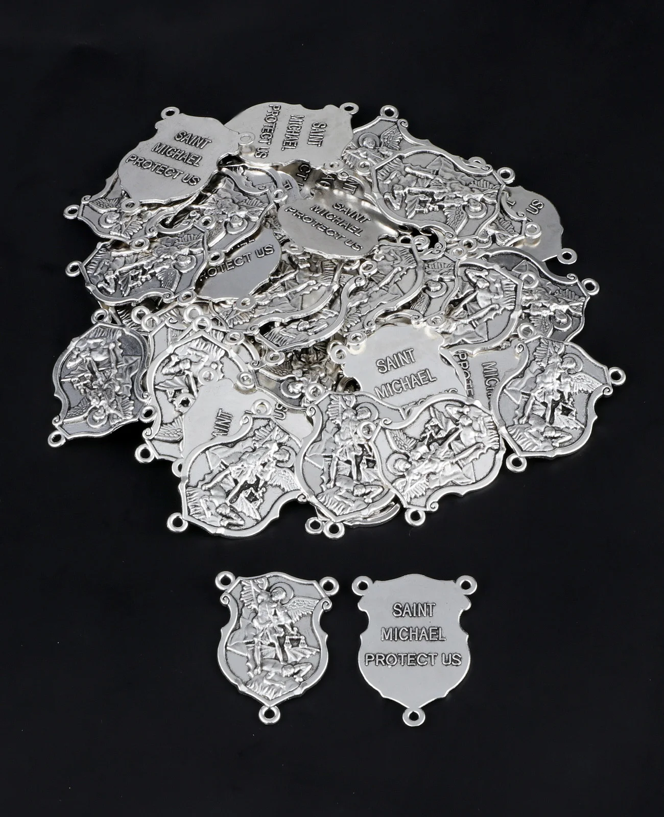 Cottvott 10Pcs 대천사 보호 메달 기독교 세인트 마이클 묵주 센터 피스 DIY 쥬얼리 액세서리 부품