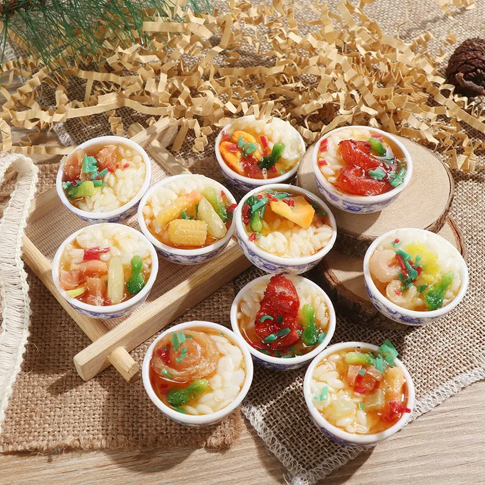 Miniature Dollhouse Chinese Rice Pastry Casserole Noodles Dessert Kitchen Toy Fake Food for 1/6 Doll Toys Dollhouse Decoration 2