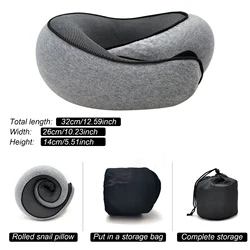 Ergonomic Memory Foam Travel Neck Pillow with Carry Bag (Gray)