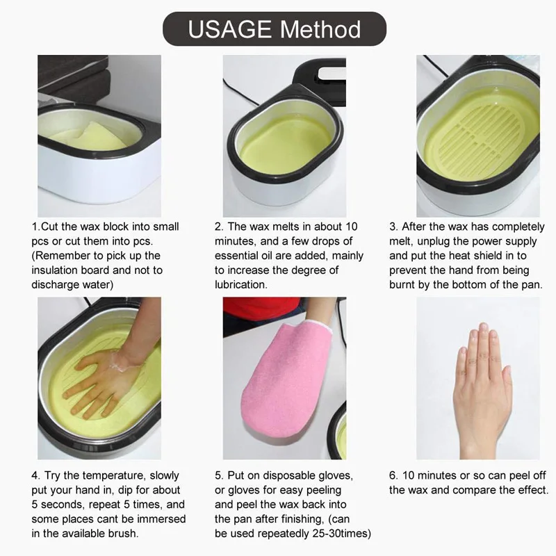 Hands and Feet Mask Warmer Paraffin Wax Bath Heater Machine Moisturizing Hydrating Kit Hand Waxing Spa Smooth and Soft Skin Care 5