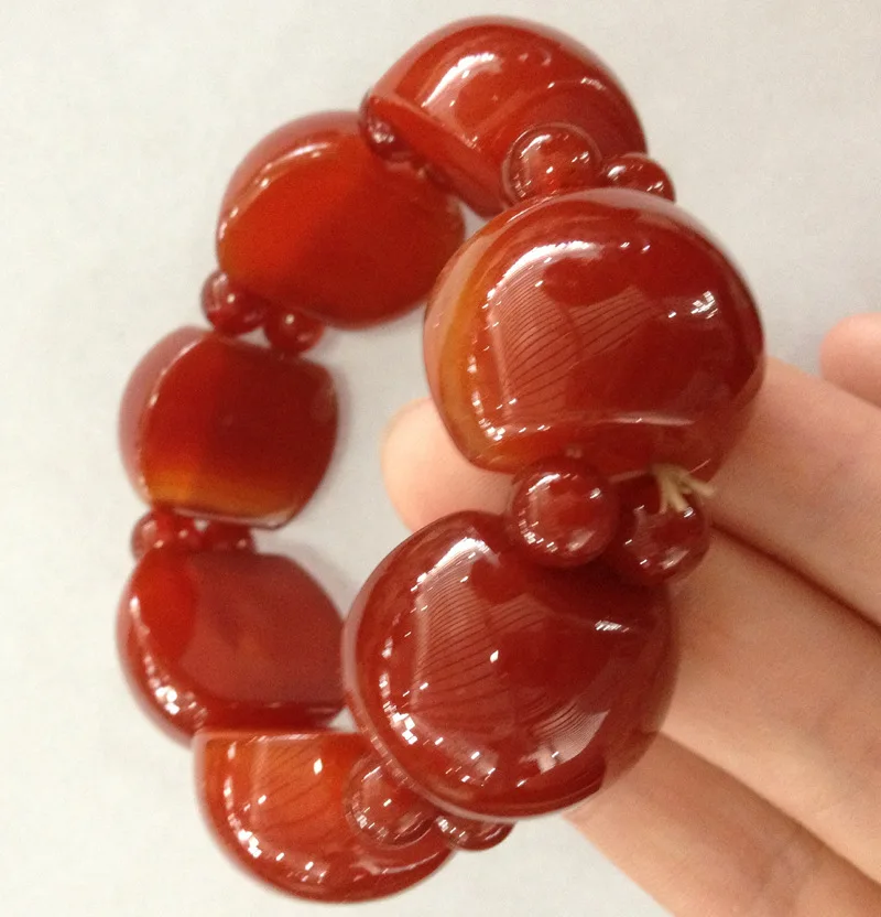 

100% natural red south agate jade bangle Handcarved jade beads bracelet for women men jade gift beads bracelet bangles 16mm