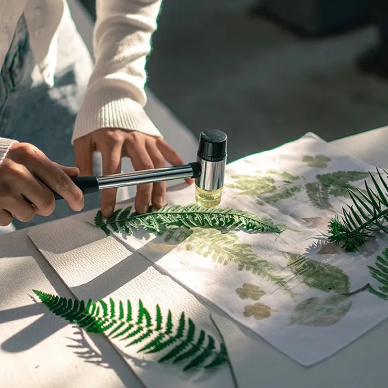 Plant Pounding Eco-Printing Kit, DIY T-Shirt Printing Dye Canvas Kerchief Bag, Plant Dyeing Tools Hammer Alum Fixative