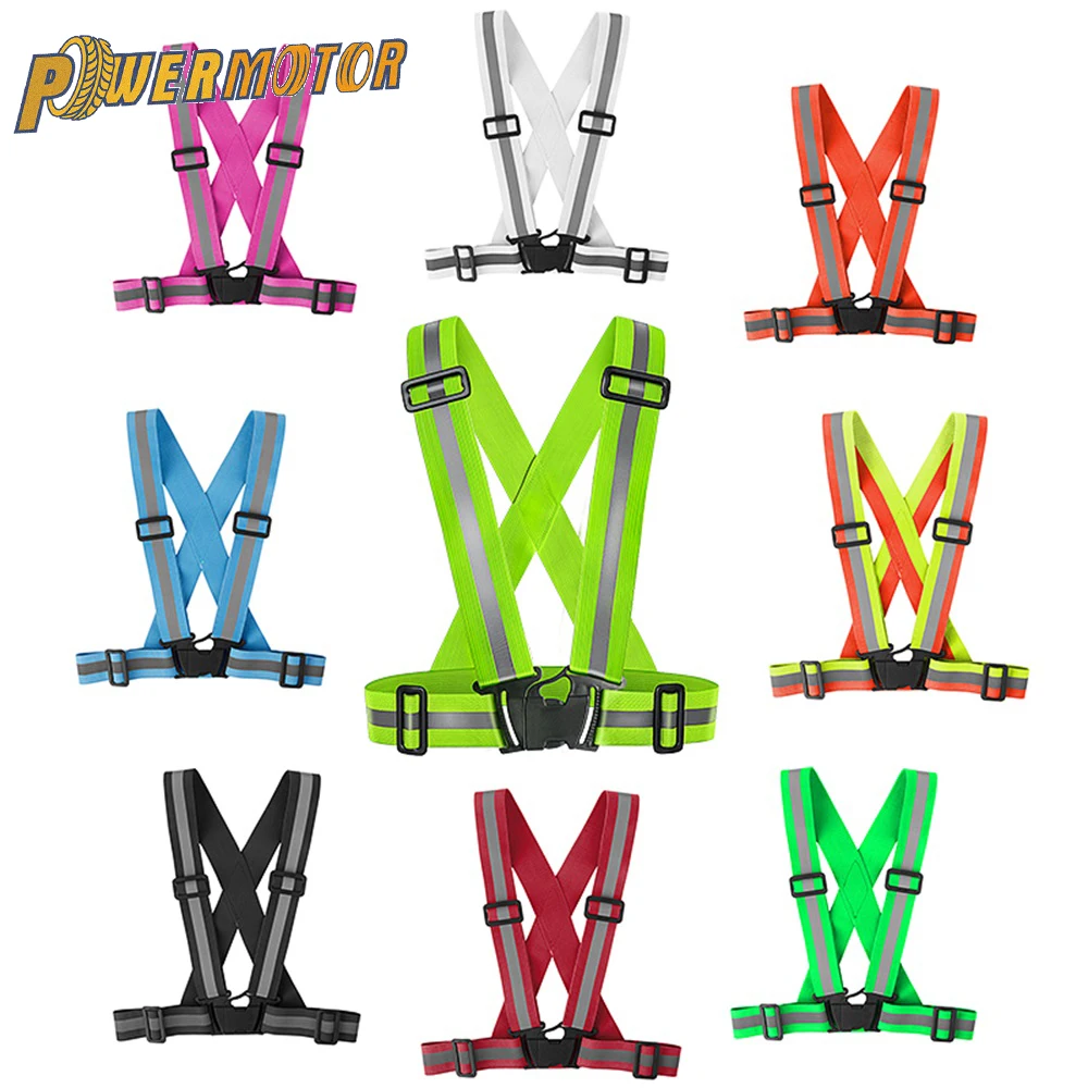 Motorcycle Reflective Vest Elastic Highlight Reflective Straps Night Running Riding Clothing Vest Adjustable Safety Band