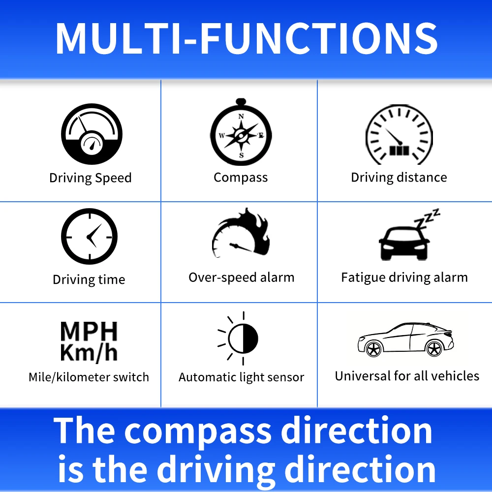 GPS ӵ C3060 ӵ  Ÿ ϸ HUD ÷  ӵ ˶ MPH KMH  ÷, ħ ð 