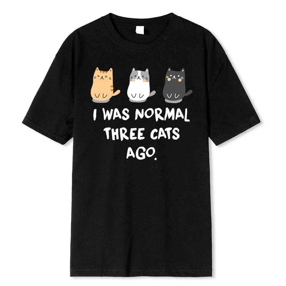 Maglietta A Maniche Corte Da Uomo Y2K Style 100% Cotton Top I Was Normal Three Cats Ago Prints Maglietta Da Uomo Magliette Casual Di Moda