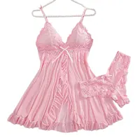 Un ensemble de sous-vêtements de femme chemise de nuit string ensembles grande taille jarretelle dentelle Lingerie accessoires Sexy soutien-gorge érotique chemise de nuit lencería 1