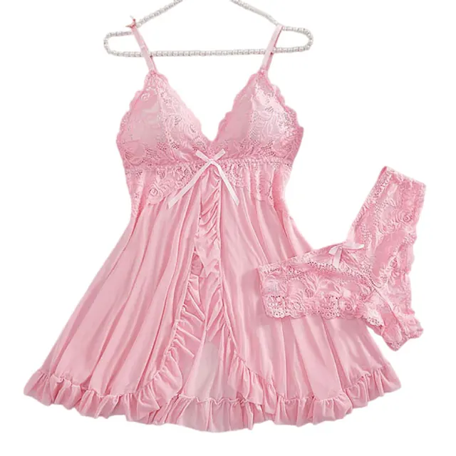 Un ensemble de sous-vêtements de femme chemise de nuit string ensembles grande taille jarretelle dentelle Lingerie accessoires Sexy soutien-gorge érotique chemise de nuit lencería 1