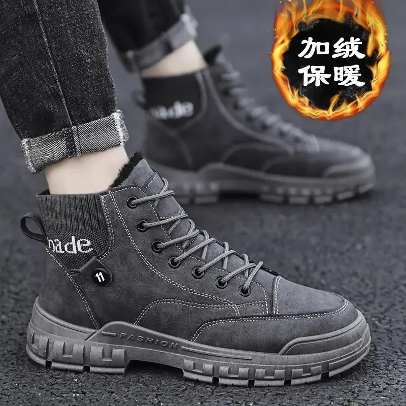 

2023 зимние ботинки, обувь из хлопка, модные трендовые зимние новые бархатные теплые ботинки, уличные модные ботинки средней длины с хлопковой подкладкой