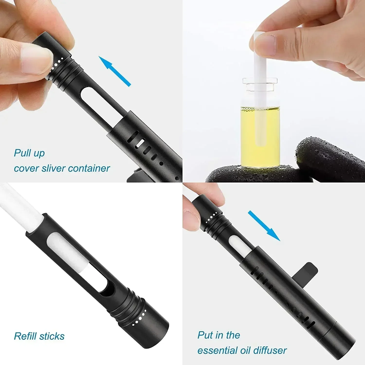 Car Air Freshener Car Fragrance Vent Clip Cylindrical Essential Oil Diffuser With 10 Refill Sticks