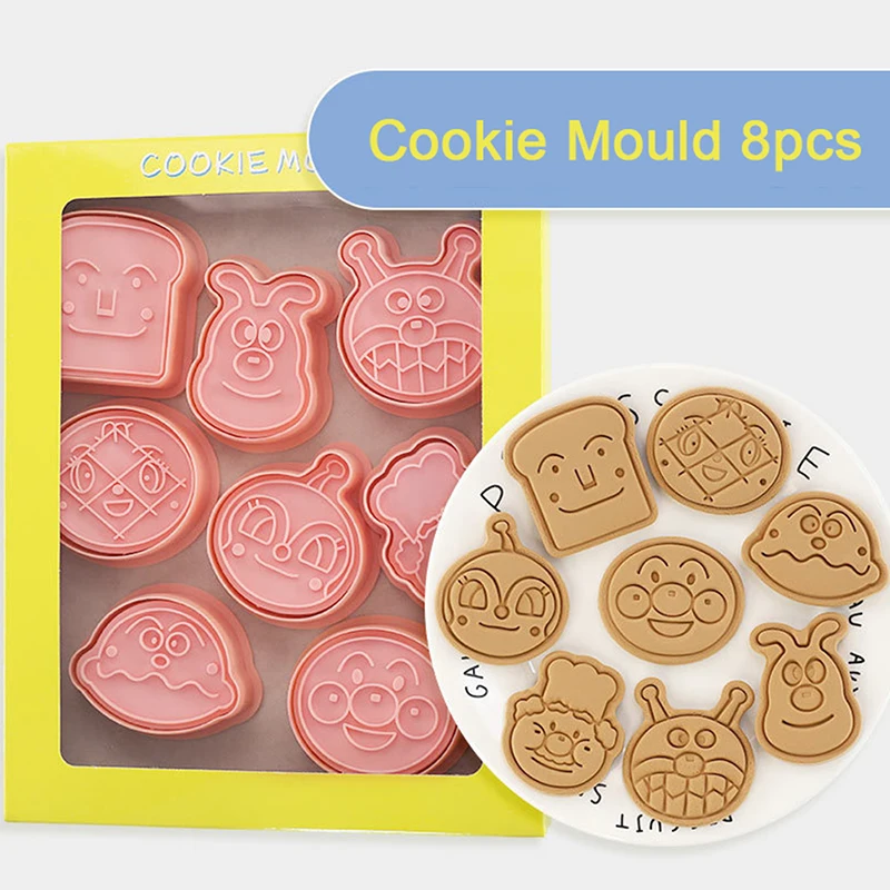 Description Picture 2 of itemAnpanman 8 Piece Set Shape Cookie Cutters Fondant Cutter Plastic Cookie Mold DIY Fondant Pastry Decorating Baking Cooking Tools