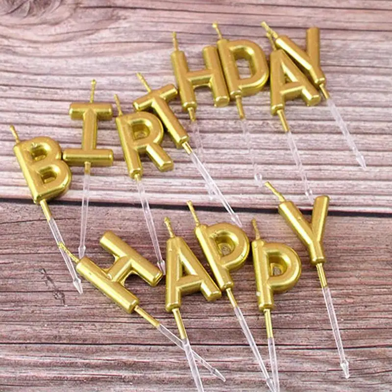 골드 문자 촛불 생일 파티 장식, 축하 촛불 문자 전문 케이크, 기념일 건강 문자 디자인