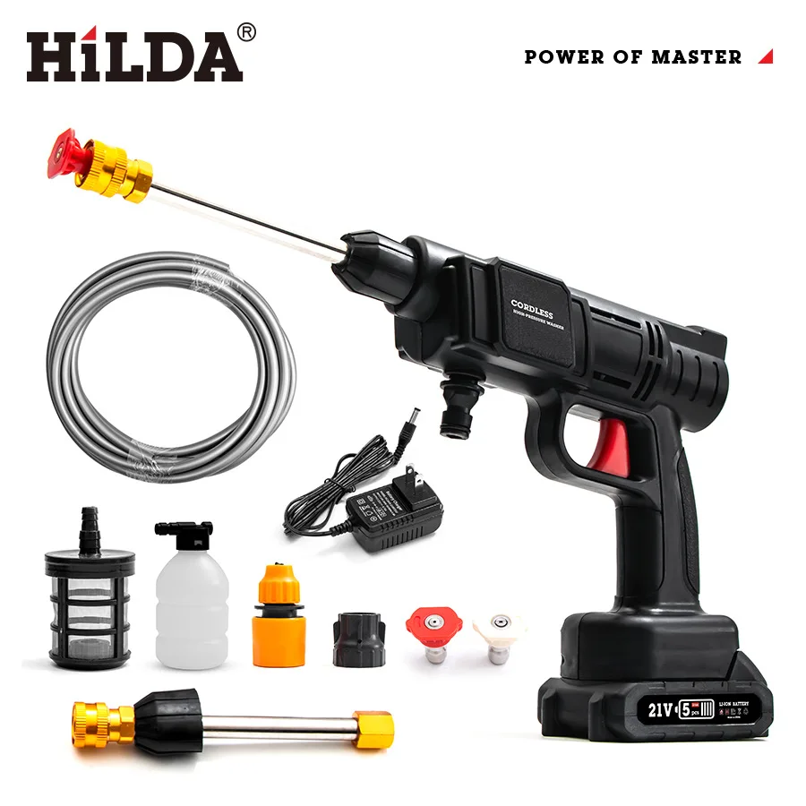 

50Bar Cordless Lithium Battery High Pressure Car Wash Washer Gun 1500mAh Water Gun Spray Cleaner Car Washing Machine