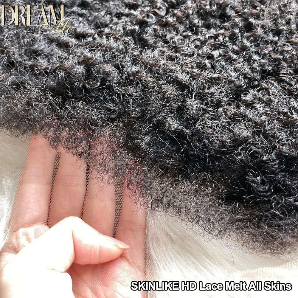 Kinky Curly HD Lace Closure Afro Curly Hair 4c Kinky Hairline HD Lace Frontal 5x5 6X6 13x4 13x6