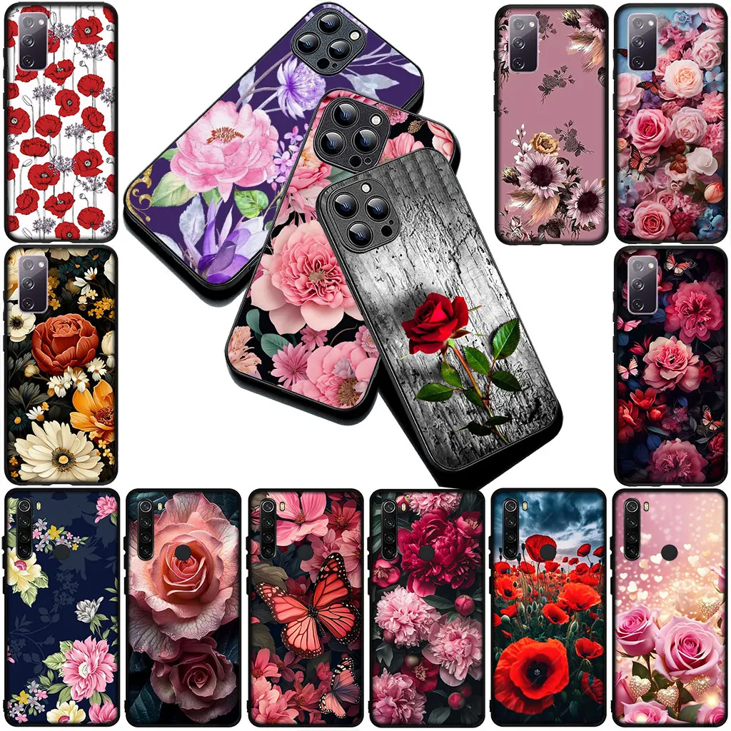 Elegant Red Rose and Pink Peony Floral Phone Case