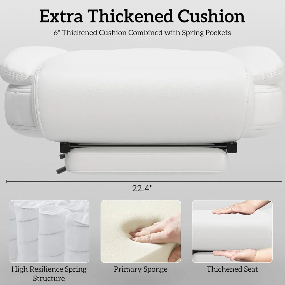 Big and Tall Office Chair 400LBS, 160° High Back Reclining Office Desk Chair with Wide Seat, Arms, Footrest, White 6