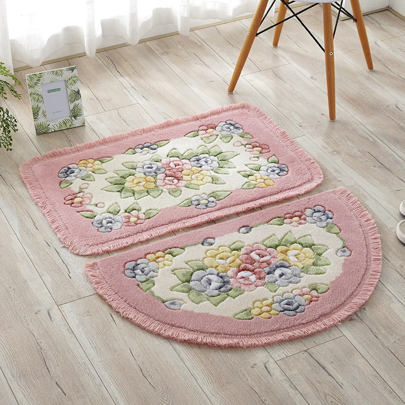 Non-Slip round Door Mat Batoom Entrance Living Room Bedroom Floor Mat Water Absorbent Door Teold Mat Handmade Fiber Art