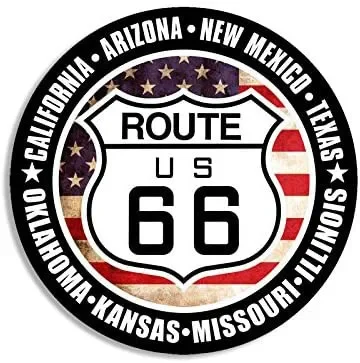 

Car Stickers Funny US Vinyl Round US Route 66 Sign Travel Stickers PVC Waterproof Sunscreen