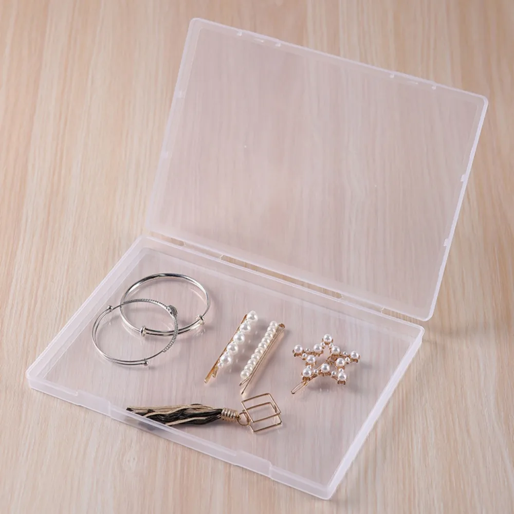 Desktop Storage Box Stationery Storage Box Storage Drawer Boxes Container Case Rectangular Plastic Clear Storage Box Durable Flat Transparent PP 4 Sizes Jewelry Container Case